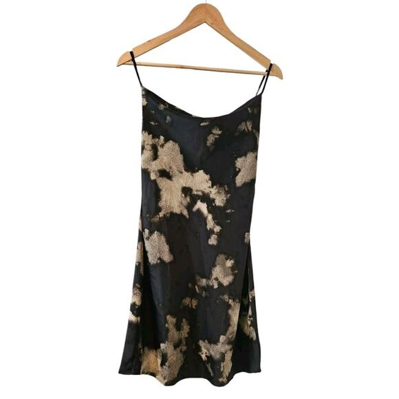 Urban Outfitters Mallory Slip Dress S/P Cowl Neck Bleached Black & White Mini - Picture 1 of 9